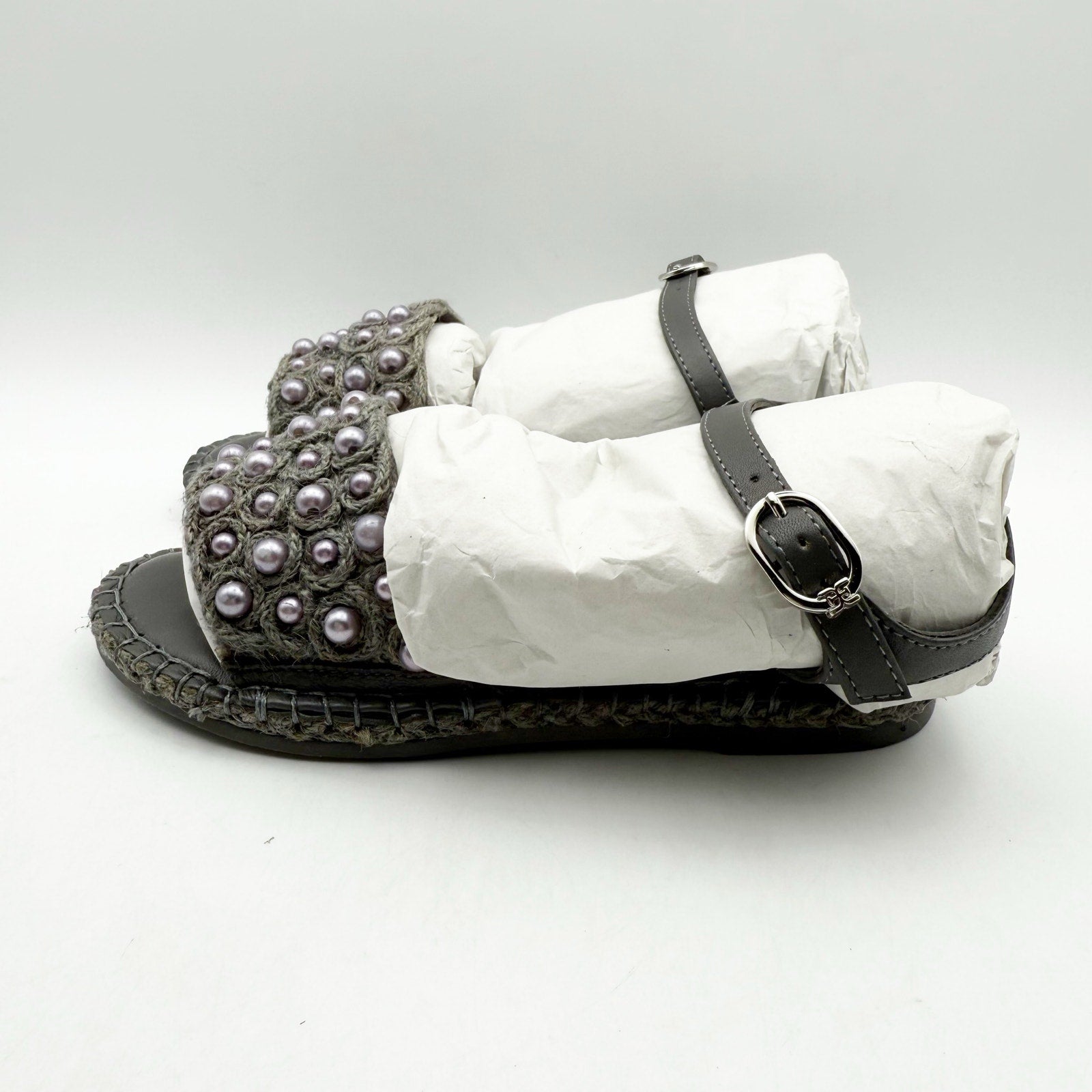 Sam Edelman Kids Holly Sandals US 2 M EU 33.5 Mockingbird Grey Linen NIB