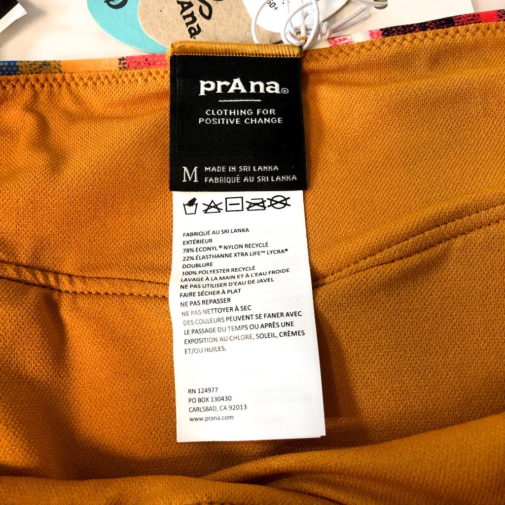 PRANA Womens Presolana Bikini Bottoms Medium Gold Baja Stripe Hipster Swim NWT