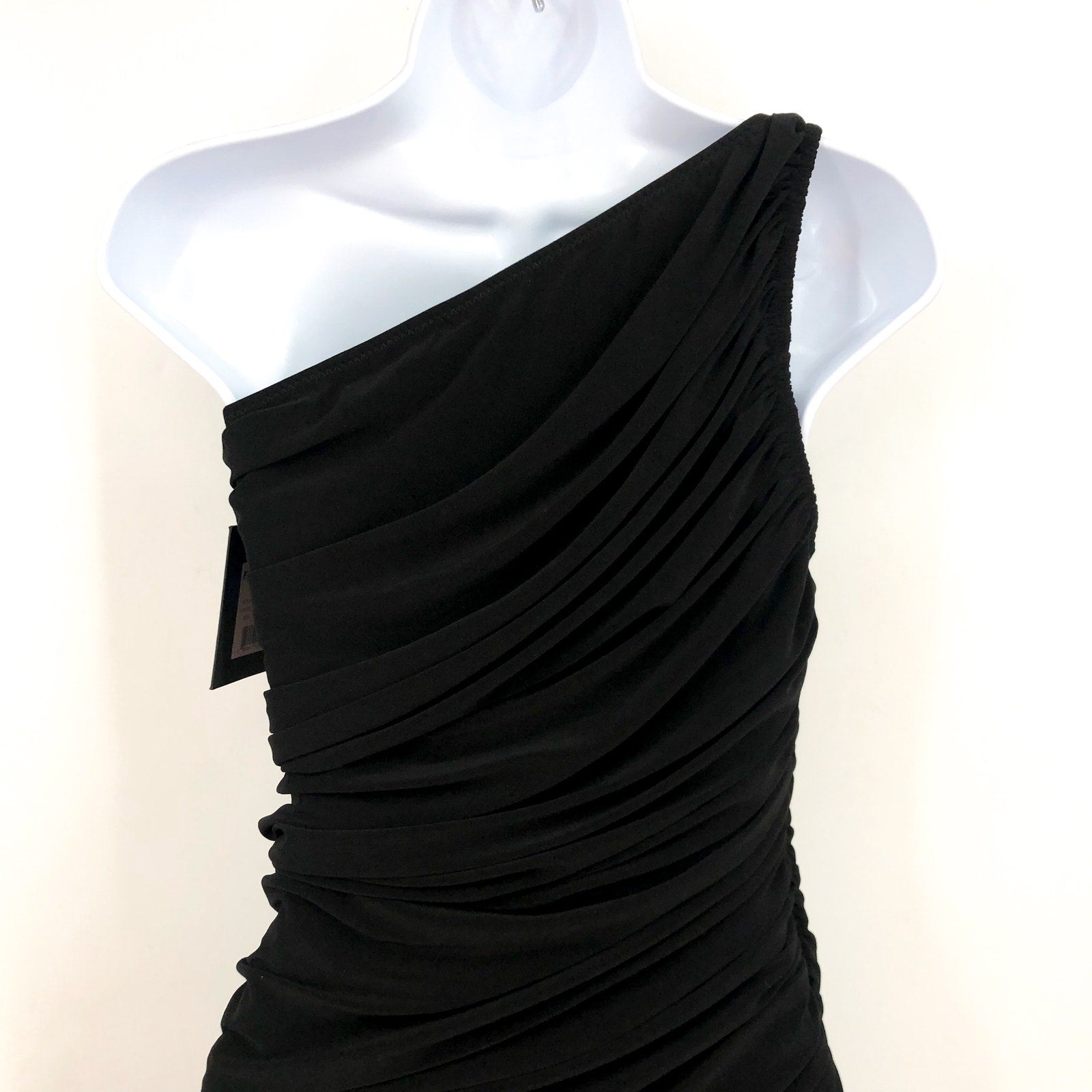 NORMA KAMALI Women's One Shoulder Diana Gown Large Black Asymmetric NWT