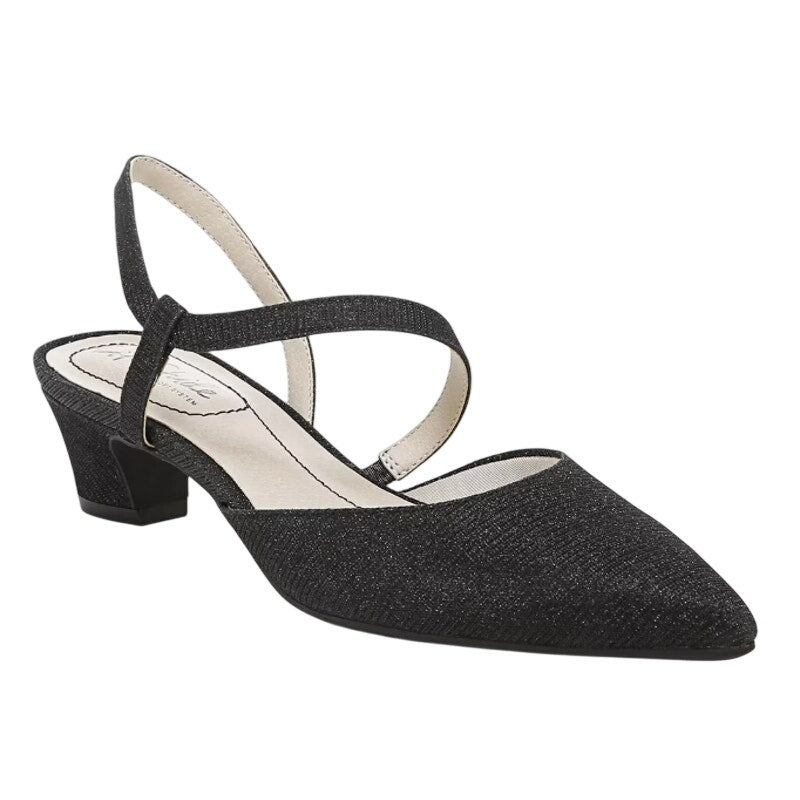 LifeStride Womens Minimalist Pumps US 8.5 Wide EU 39 Black Shimmer NIB