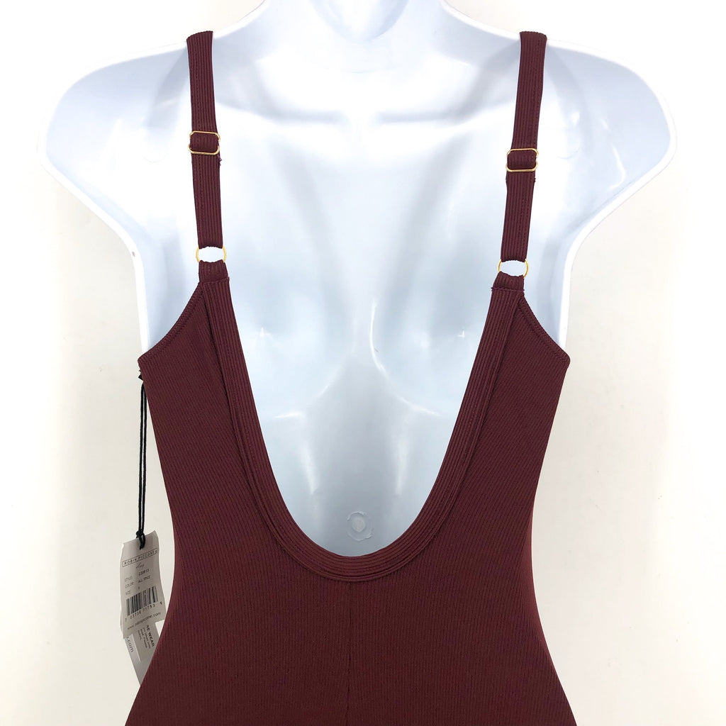 ROBIN PICCONE Women's Amy Snap V Neck One-Piece Swimsuit Size 6 Red AllSpice NWT