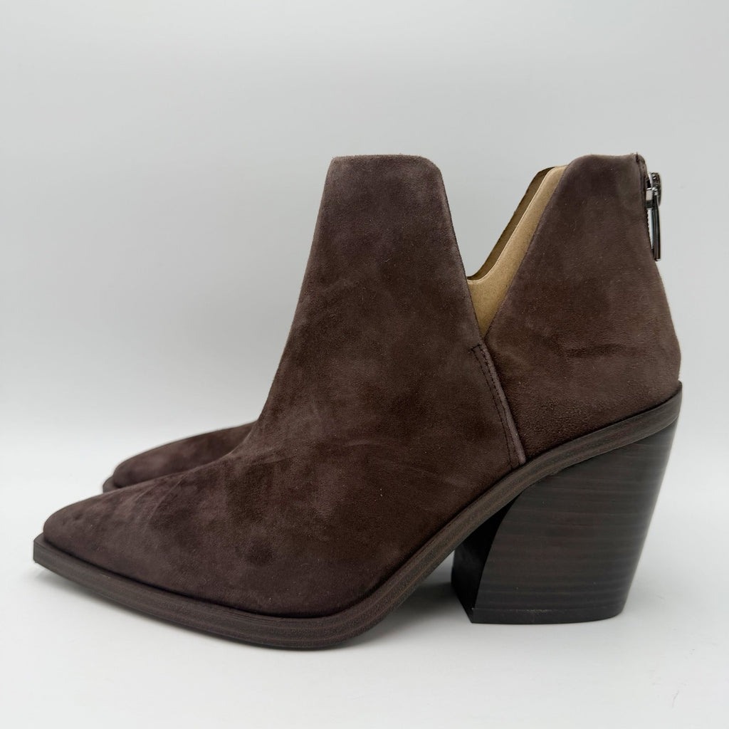 Vince Camuto Womens Gigietta Ankle Bootie Size 8 Brown Suede Heel NWOB