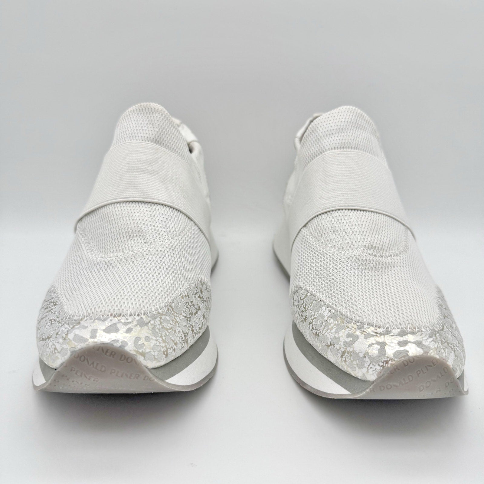 Donald Pliner Womens Pelham Wedge Sneaker US 11 M Silver White Slip On NWOB