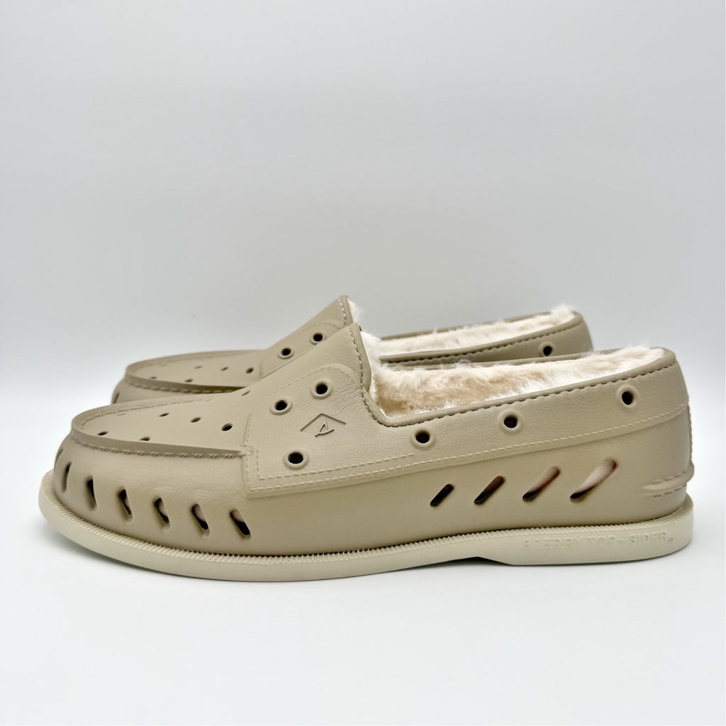 Sperry Mens Original Float Cozy Boat Shoes Size 10 EU 43 Beige Tan NWOB