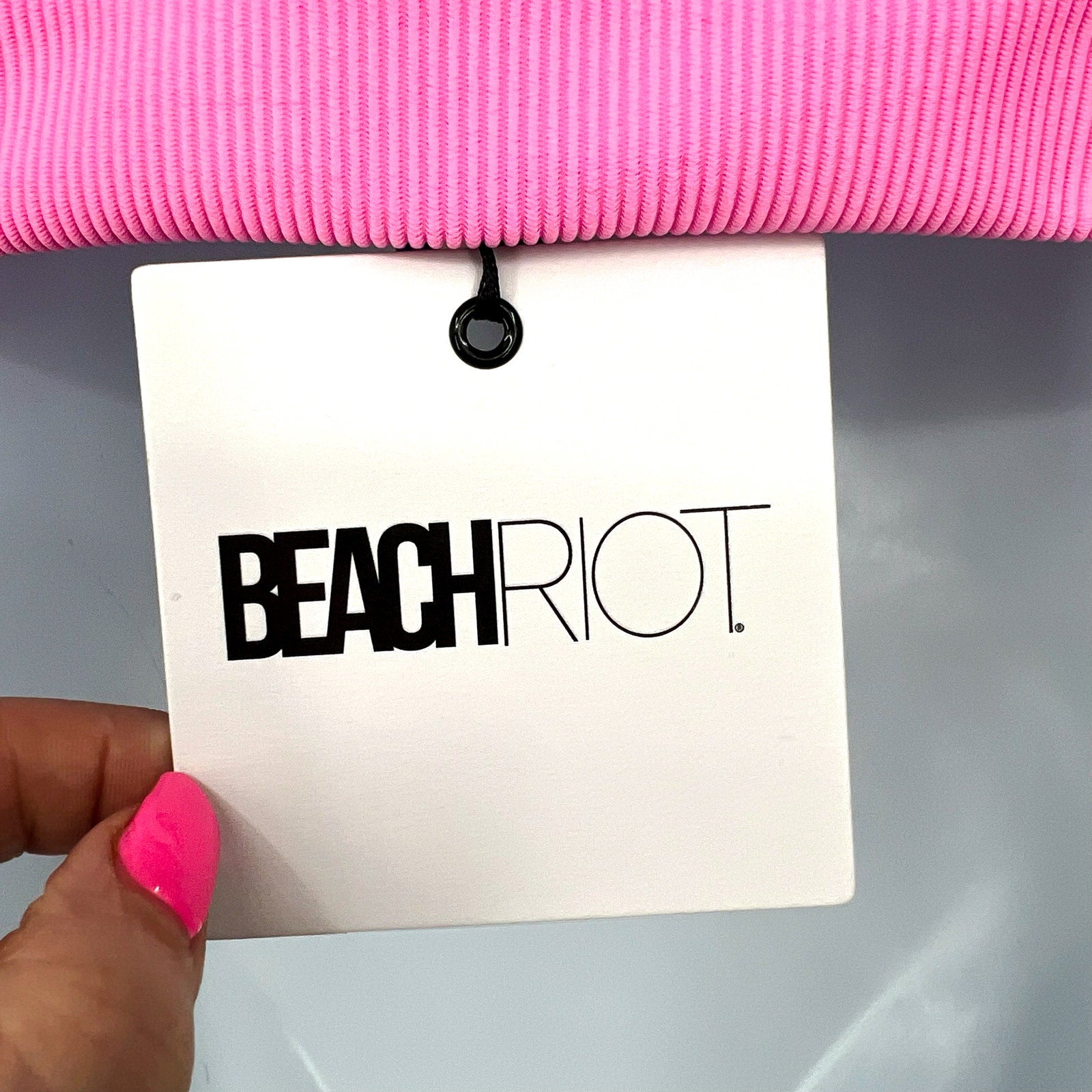 BEACH RIOT Women's Eva Bikini Top Medium Green Pink Sage Bloom Colorblock NWT