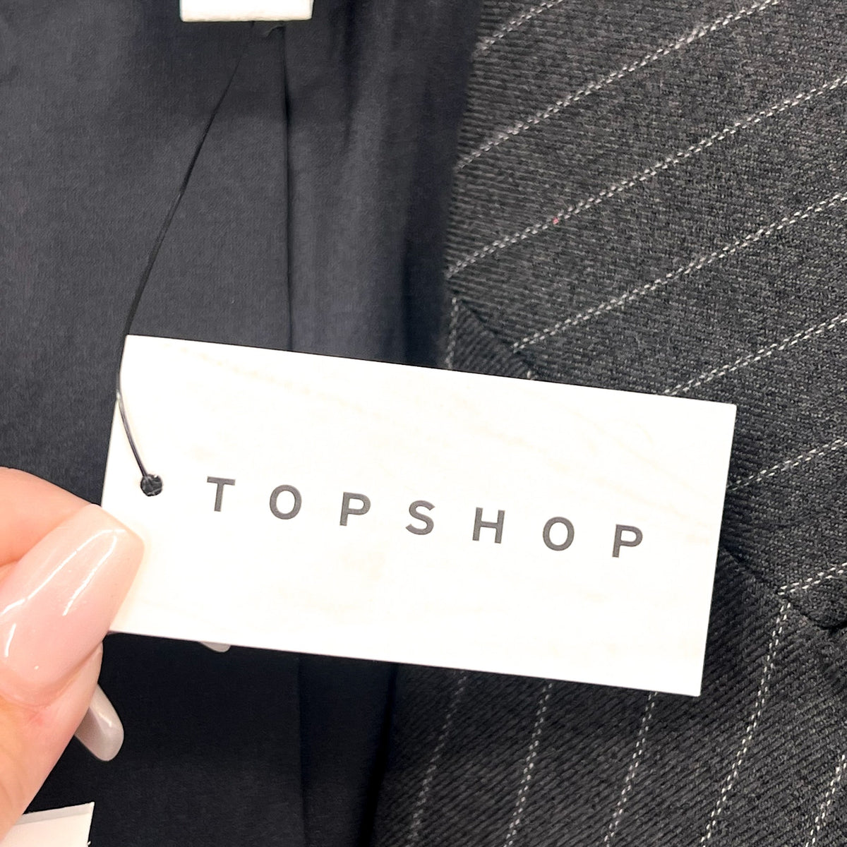 TOPSHOP Women's Oversized Tailored Dad Blazer Jacket Size 8 Grey Pinstripe NWT