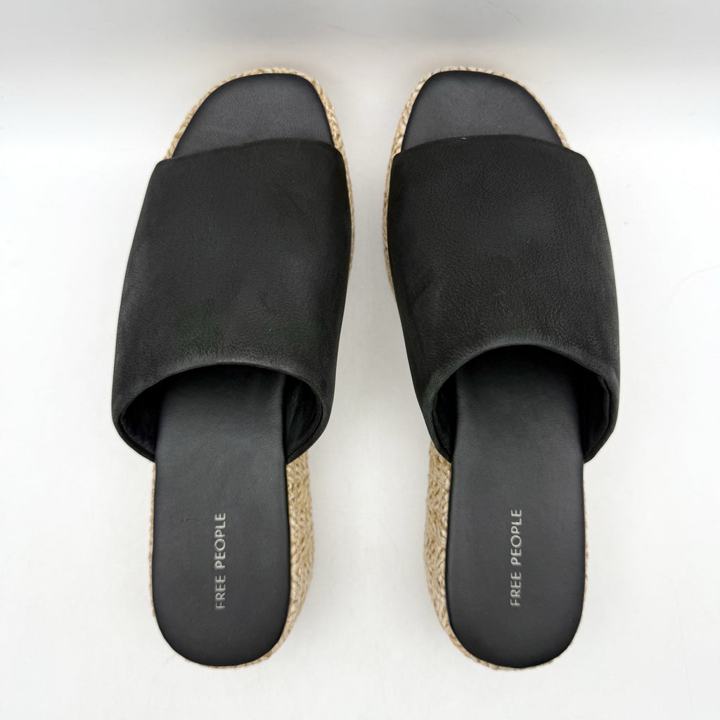 Free People Womens Harbor Flatform Sandals SIZE 9 EU 39 Black Leather NWOB