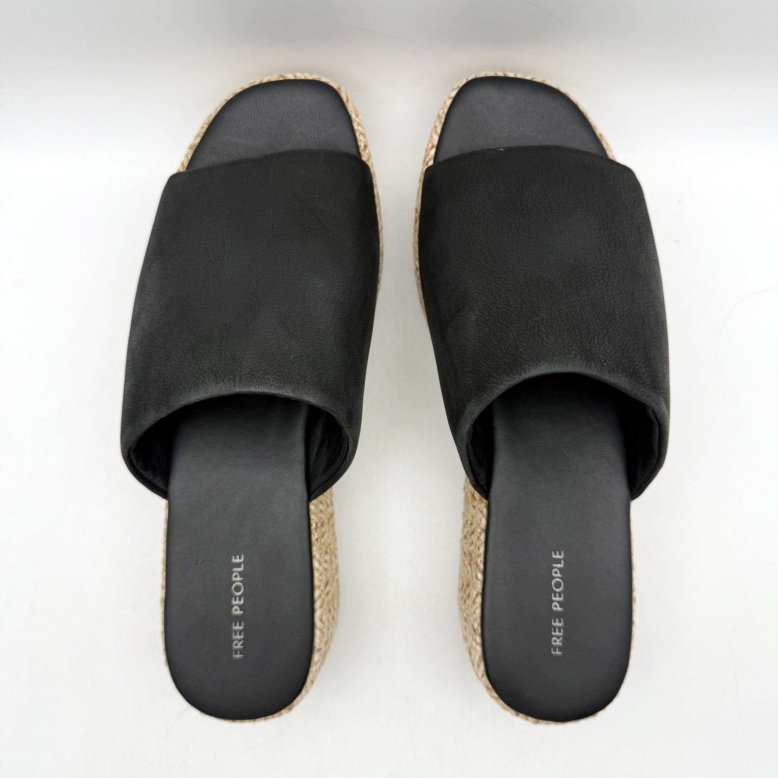 Free People Womens Harbor Flatform Sandals US 9 EU 39 Black Leather NWOB