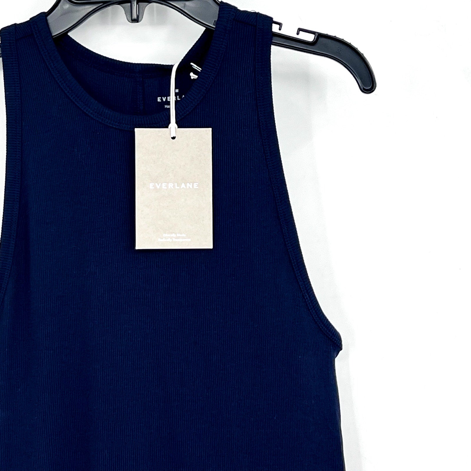 EVERLANE Women's The Luxe Rib Racerback Tank Medium Navy Blue Supima Cotton NWT