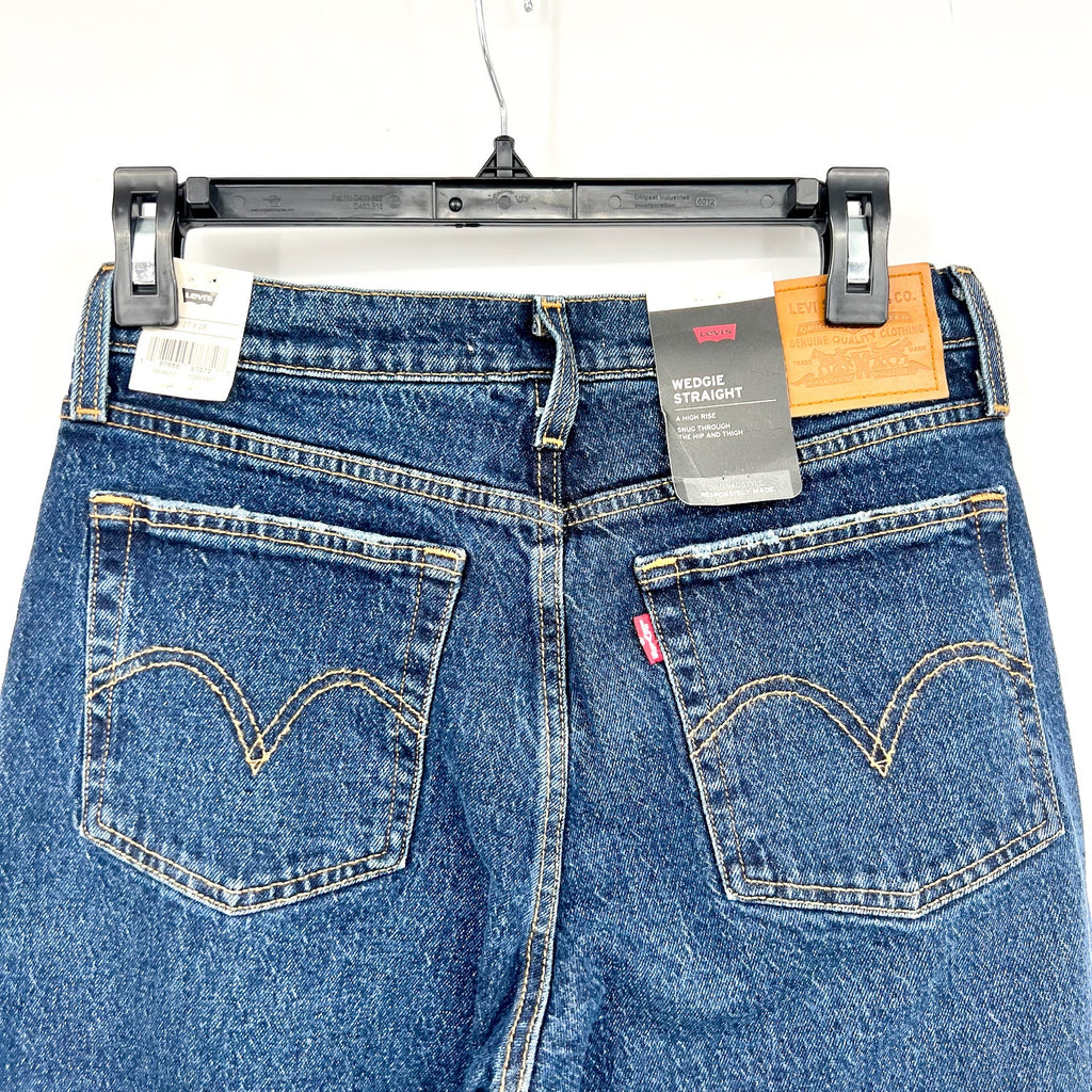 Levi's Womens Wedgie Straight Ankle Jeans 27x28 Indifferent Indigo 349640217 NWT