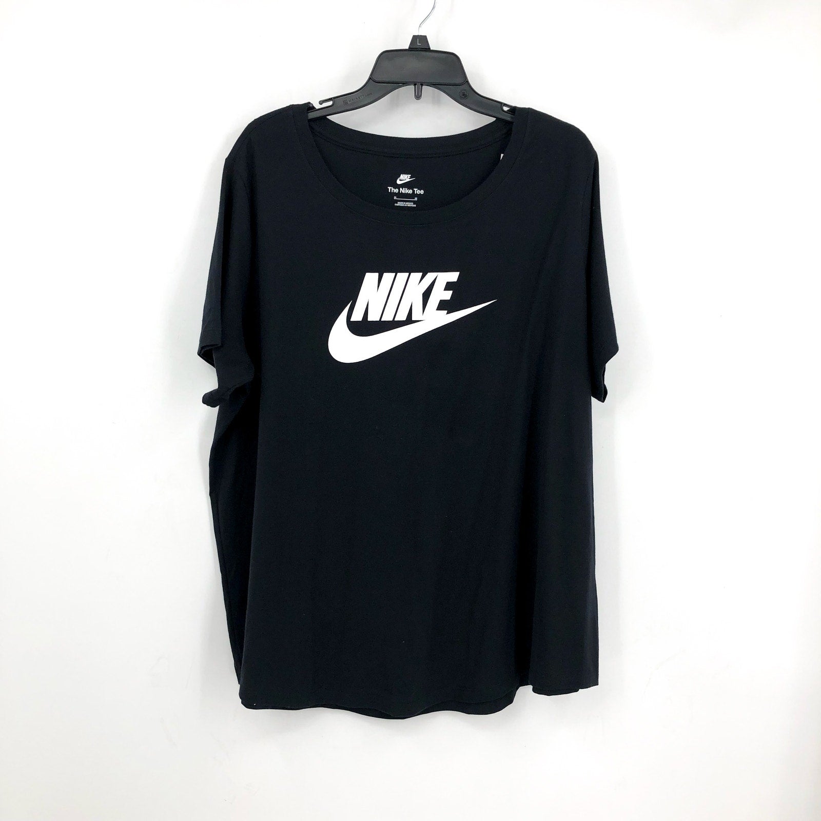NIKE Women's Club Essentials Logo T-shirt 2X Black Short Sleeve NWT