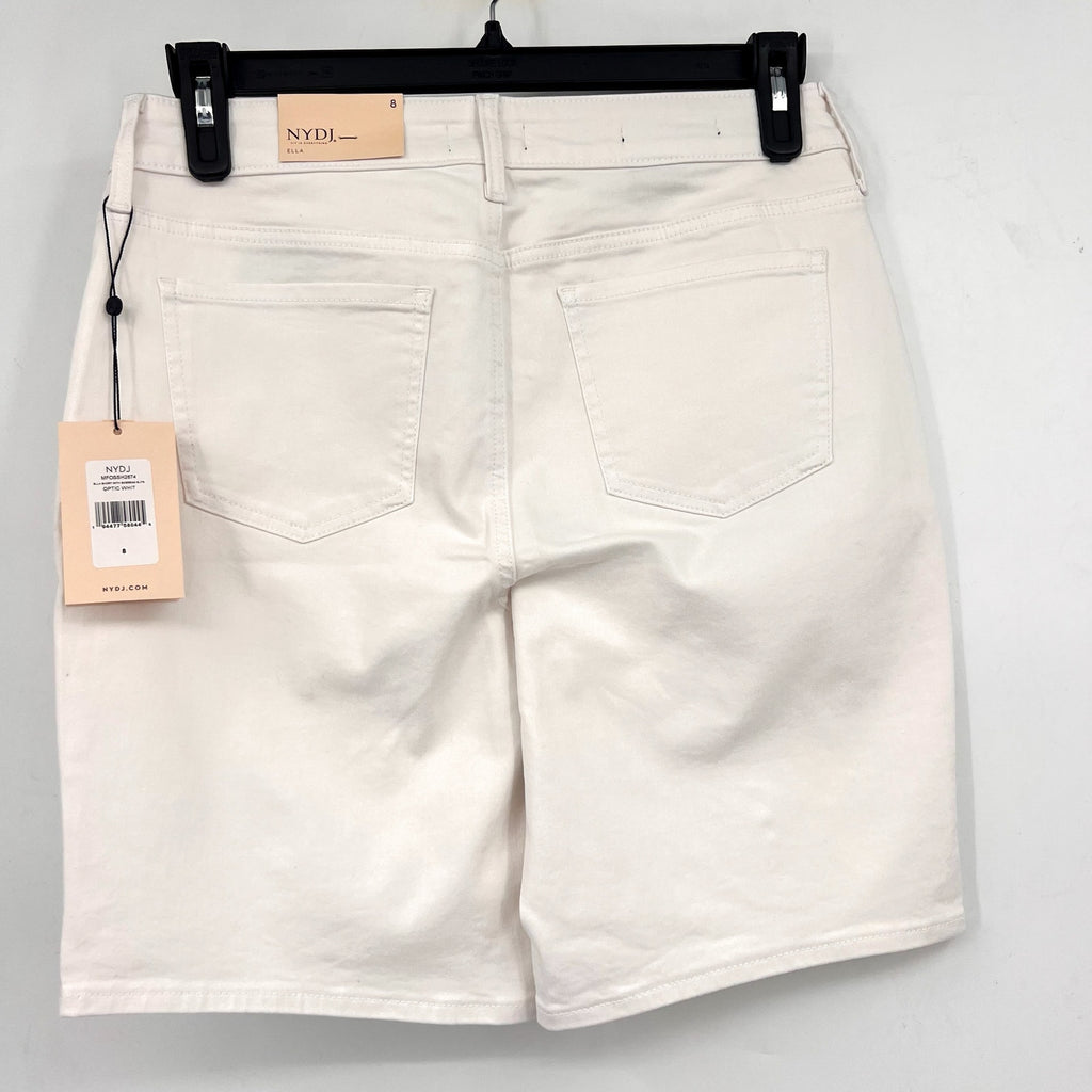 NYDJ Women's Ella Denim Shorts With Side Slits Size 8 Optic White Stretch NWT