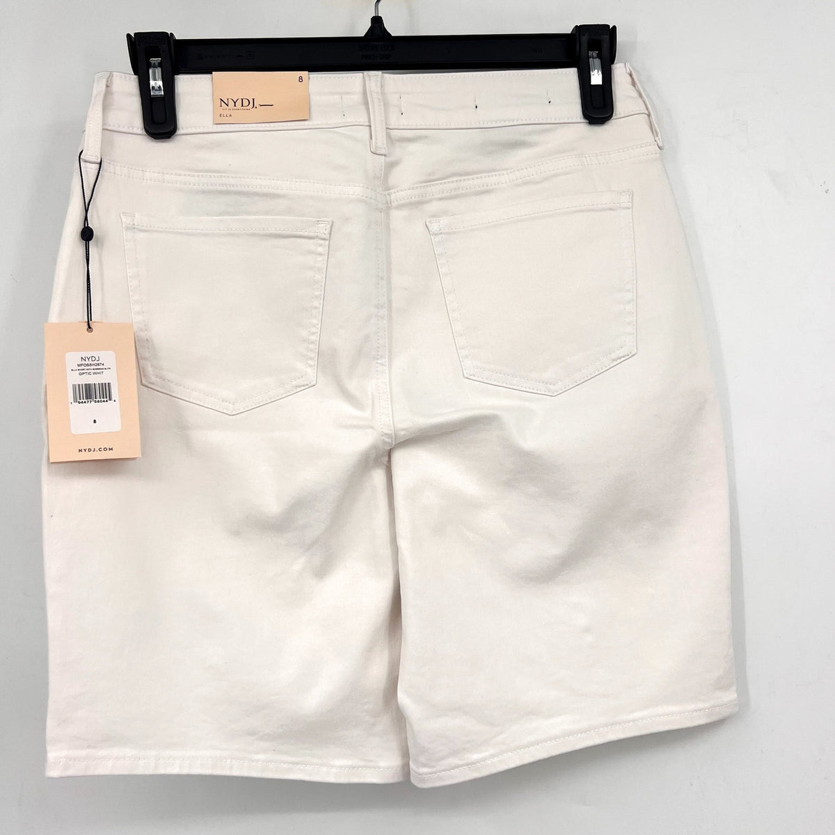 NYDJ Women's Ella Denim Shorts With Side Slits Size 8 Optic White Stretch NWT