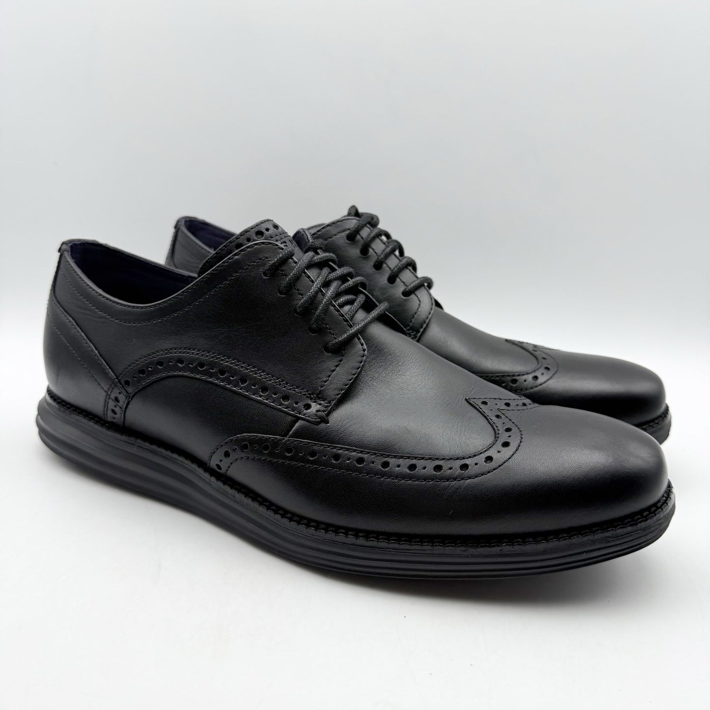 Cole Haan Mens Original Grand Wing Tip Oxford Shoes US 11 M Black Leather NWOB