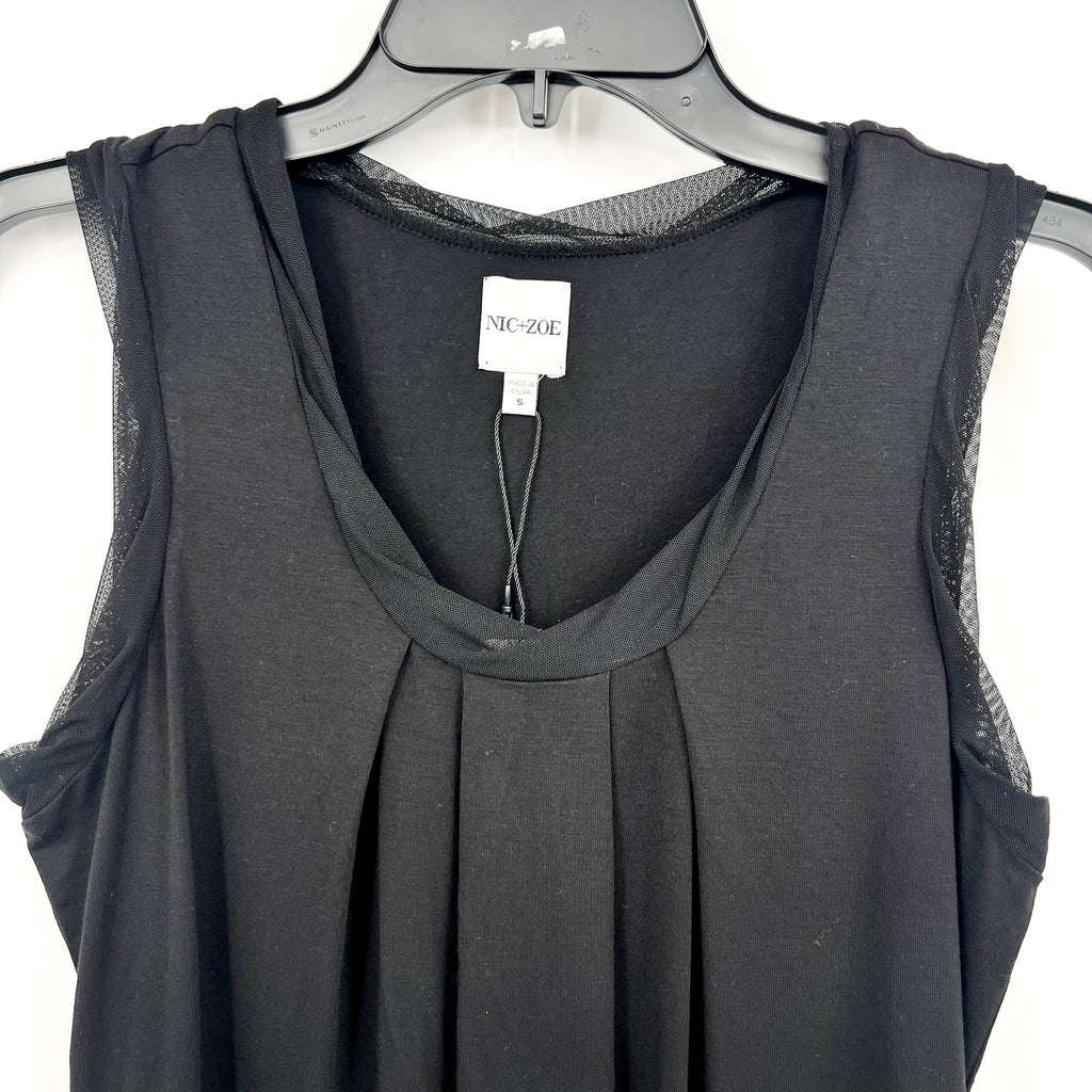 NIC+ZOE Women's Date Night Drape Tank Top Small Black Sleeveless NWT