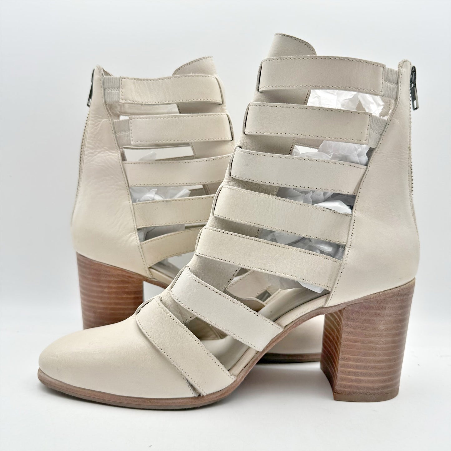 Vintage Foundry Womens Vivi Heel Sandals US 8.5 EU 39 Ivory Leather NWOB