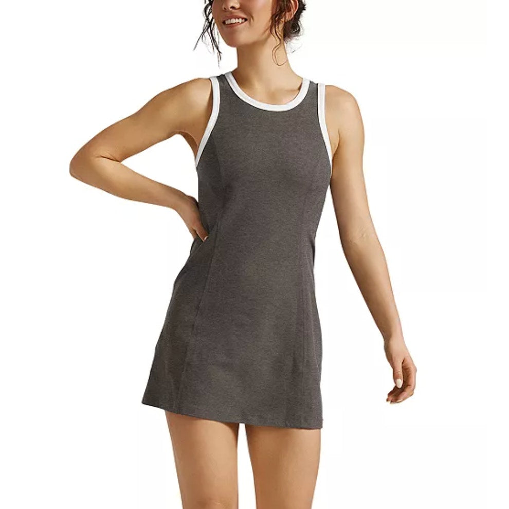 BEYOND YOGA Outlines Dress Small True Gray Heather Cloud White Spacedye NWT