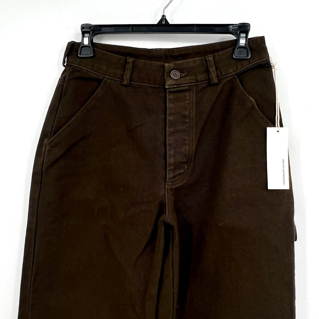 LACAUSA Women's Aiden Trouser Jeans Size 4 Green Brown Nori Mid Rise NWT