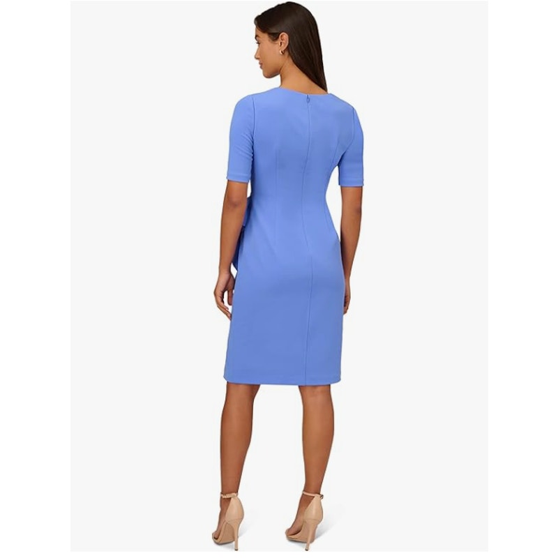ADRIANNA PAPELL Women's Draped Sheath Dress Size 12 Periwinkle Knit Crepe NWT