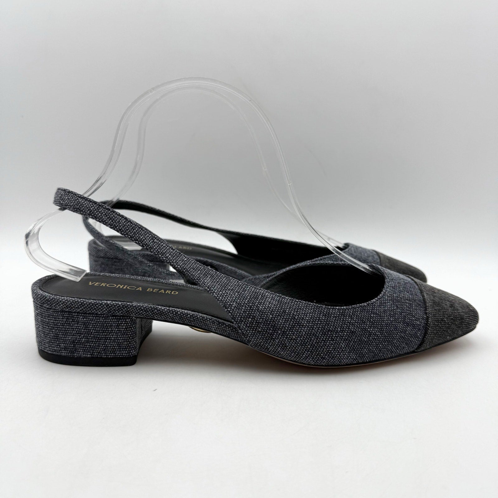 Veronica Beard Womens Cecile Denim Cap Toe Slingback Heel US 8 M Blue Black NWOB