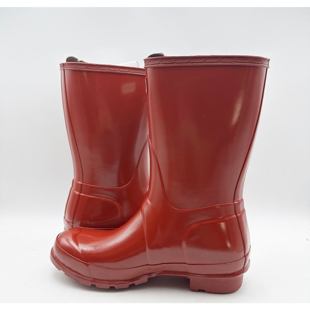 Hunter Womens Original Short Gloss Boots US Size 6 EU 37 Military Red NIB
