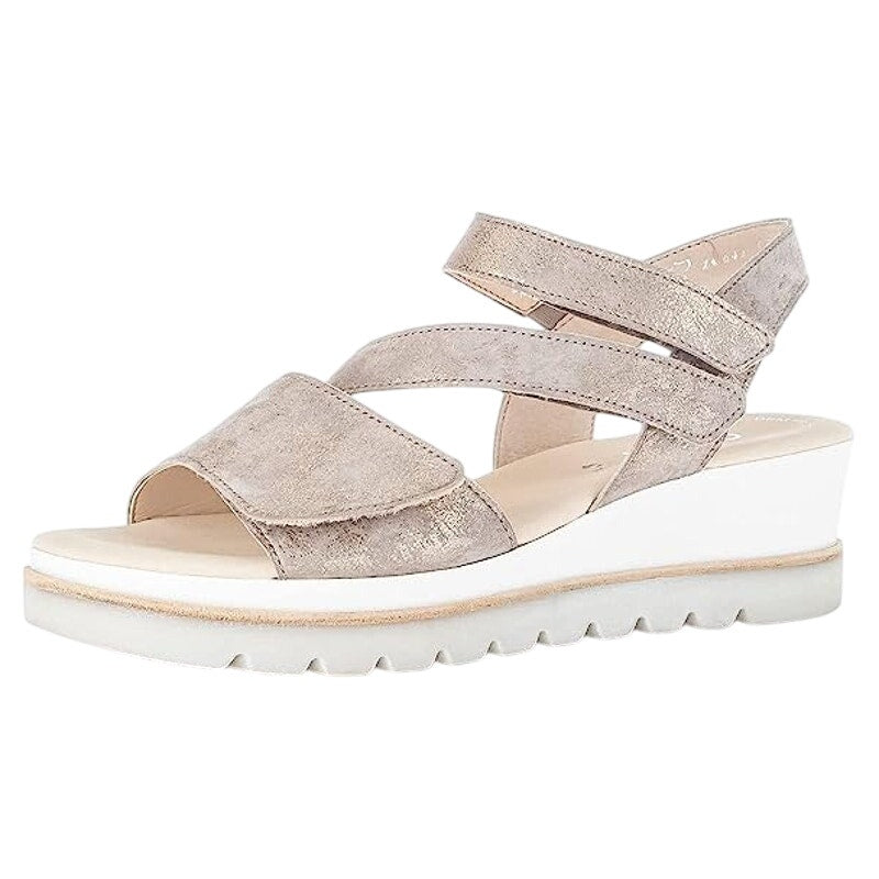 Gabor Womens 24.640 Wedge Sandals US 10 UK 7.5 Gold Metallic Leather NIB