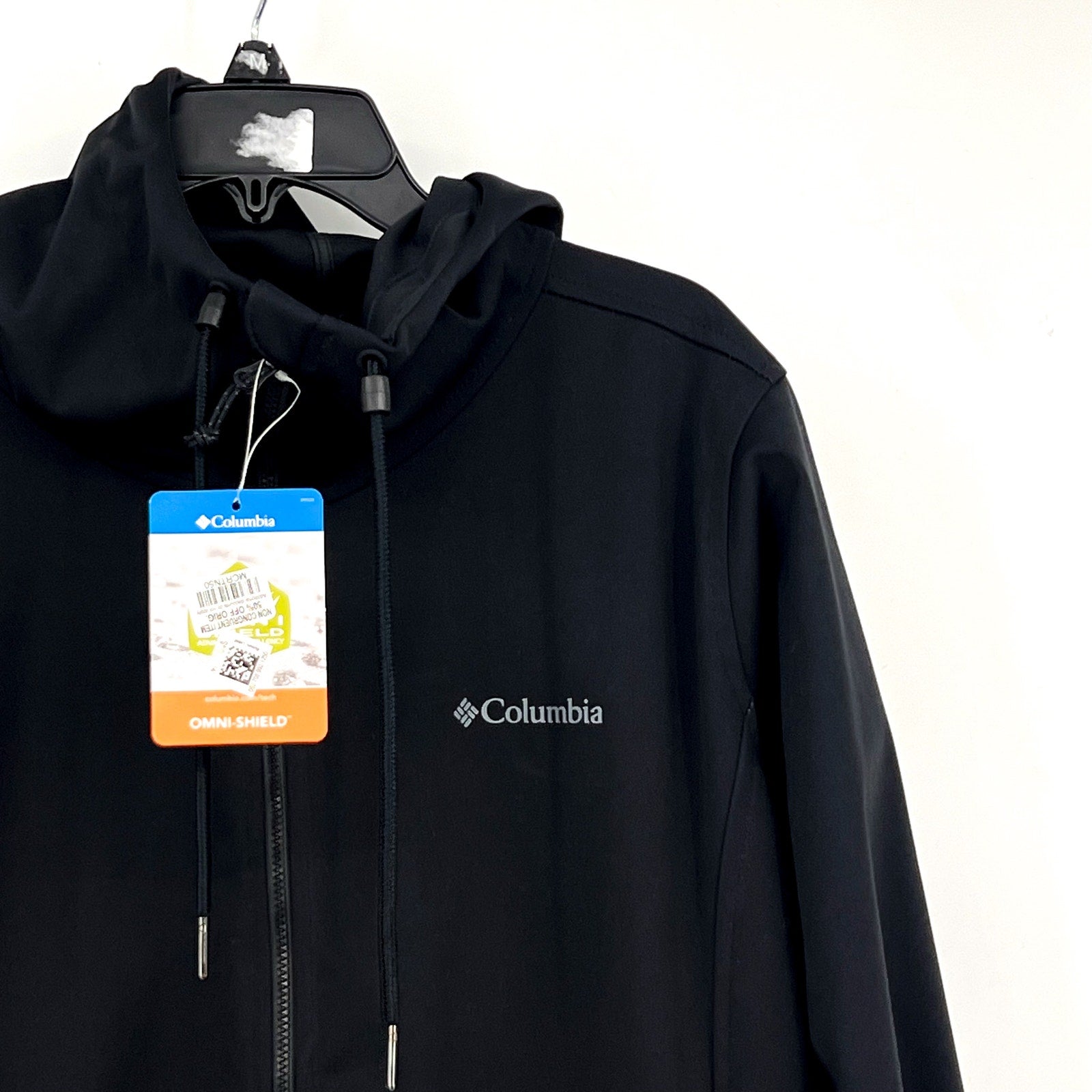 COLUMBIA Women's Rose Winds Softshell Jacket Medium Black Hooded Long Sleeve NWT