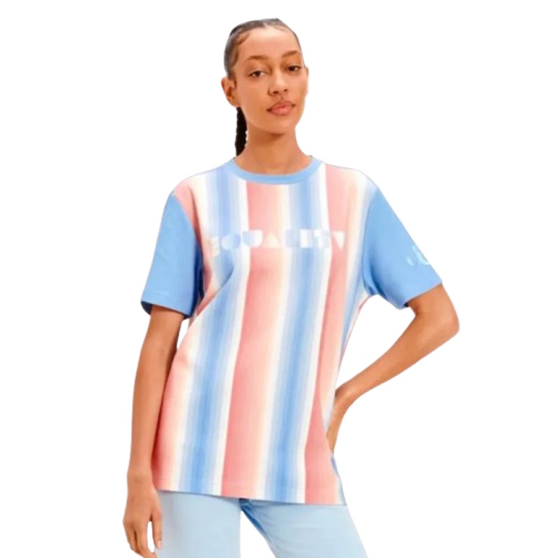 UGG UNISEX Pride Logo Equality T-shirt XS Blue Multi Stripe Short Sleeve NWT