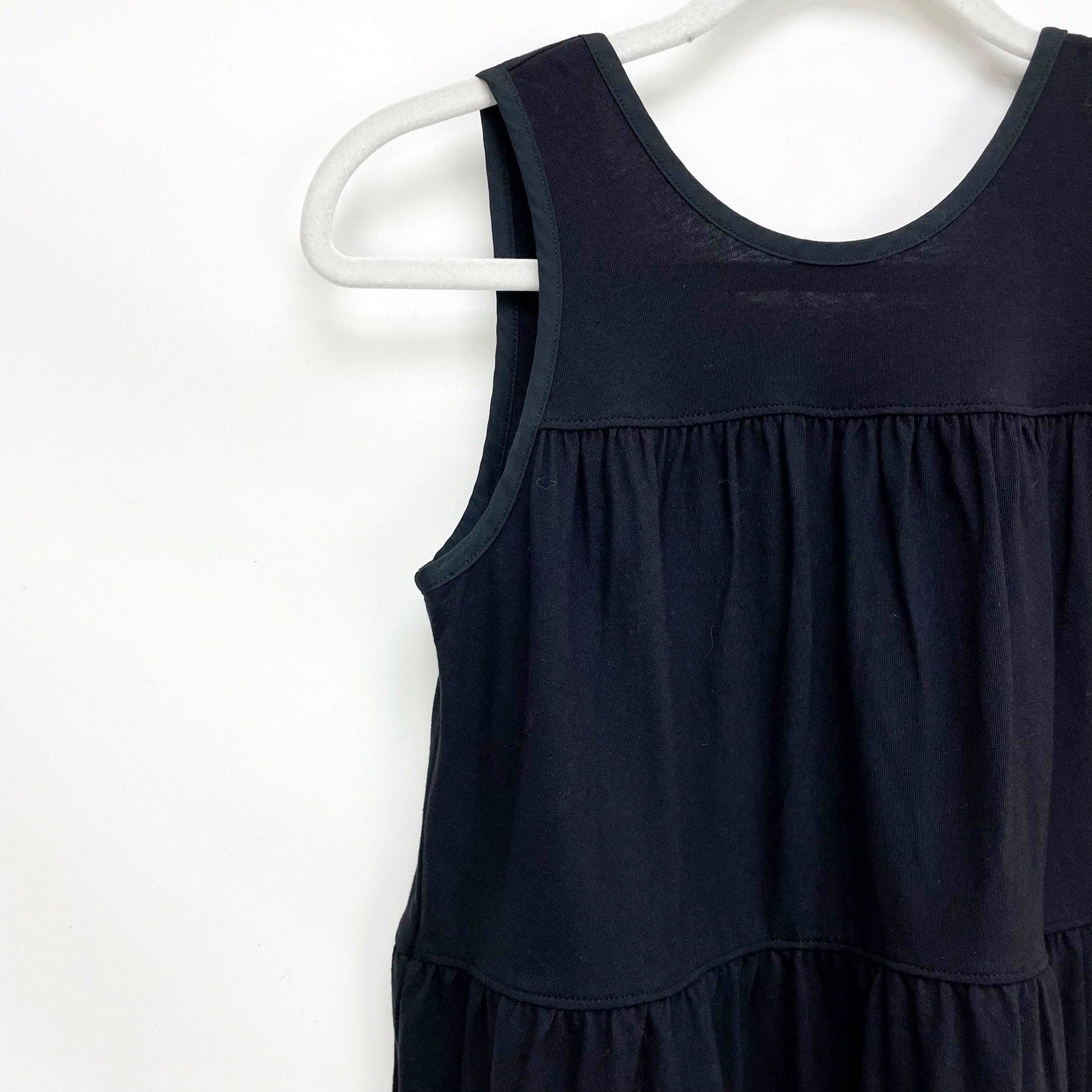 Everlane Womens Midi Dress XS Black The Weekend Tiered Cotton Sleeveless NWOT