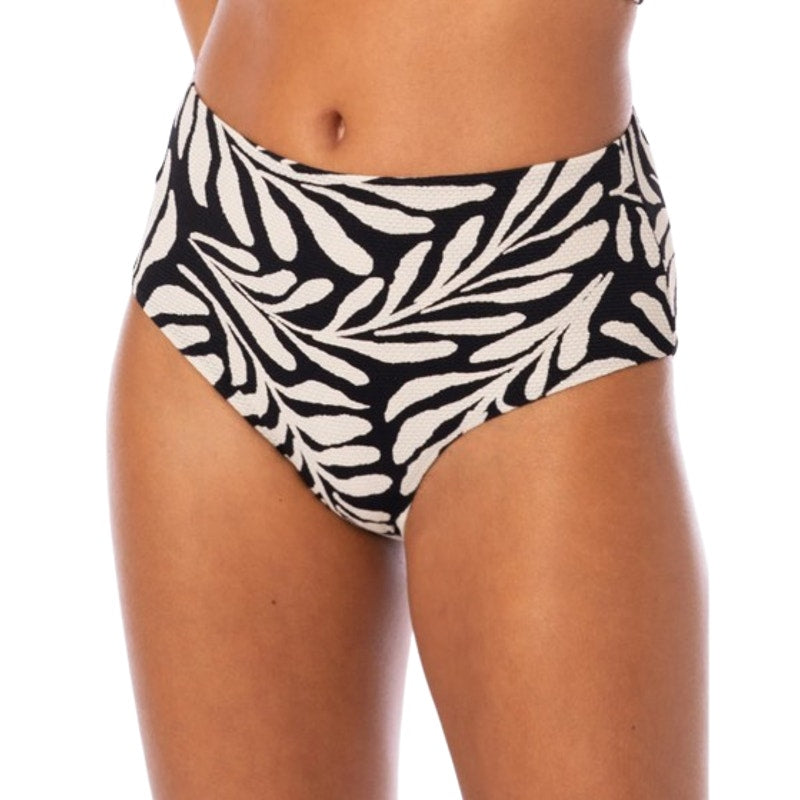 MAAJI Lush Feather Venus Classic Bikini Bottom Small Black/Yellow Reversible NWT
