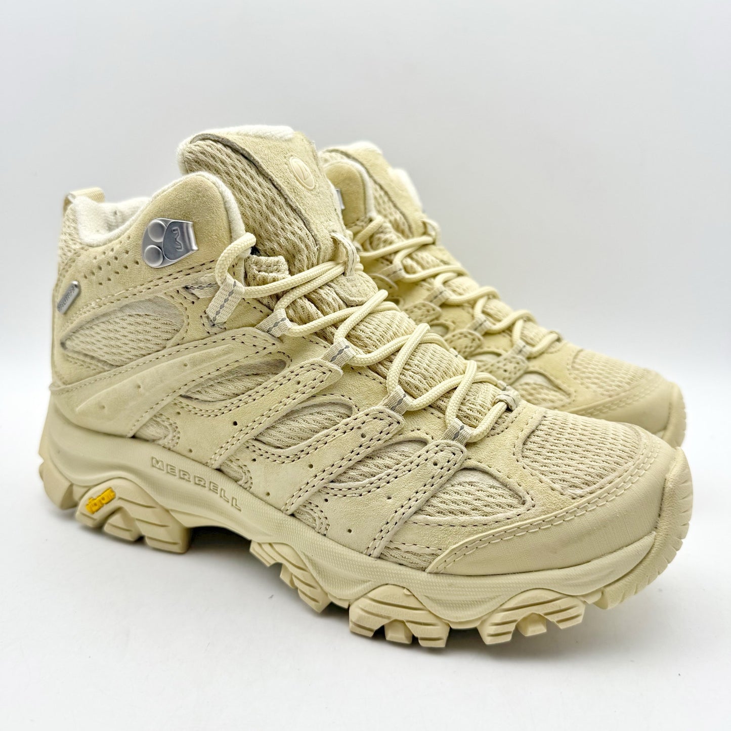 Merrell Womens Moab 3 Mid Hiking Boots US 7.5 M EU 38 Tan Yellow Waterproof NWOB