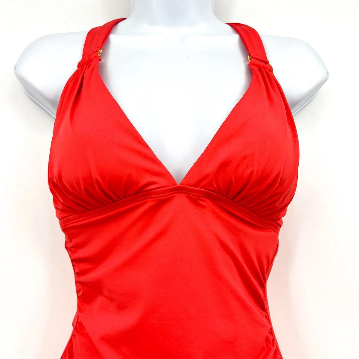 TOMMY BAHAMA Novelty Pearl Halter Ring Tankini Top Medium Pink Citrus Coral NWT