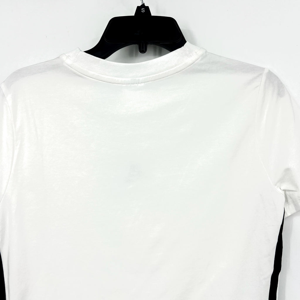 ADIDAS Essentials 3-Stripes Slim Baby Tee Large White Black Short Sleeve NWT