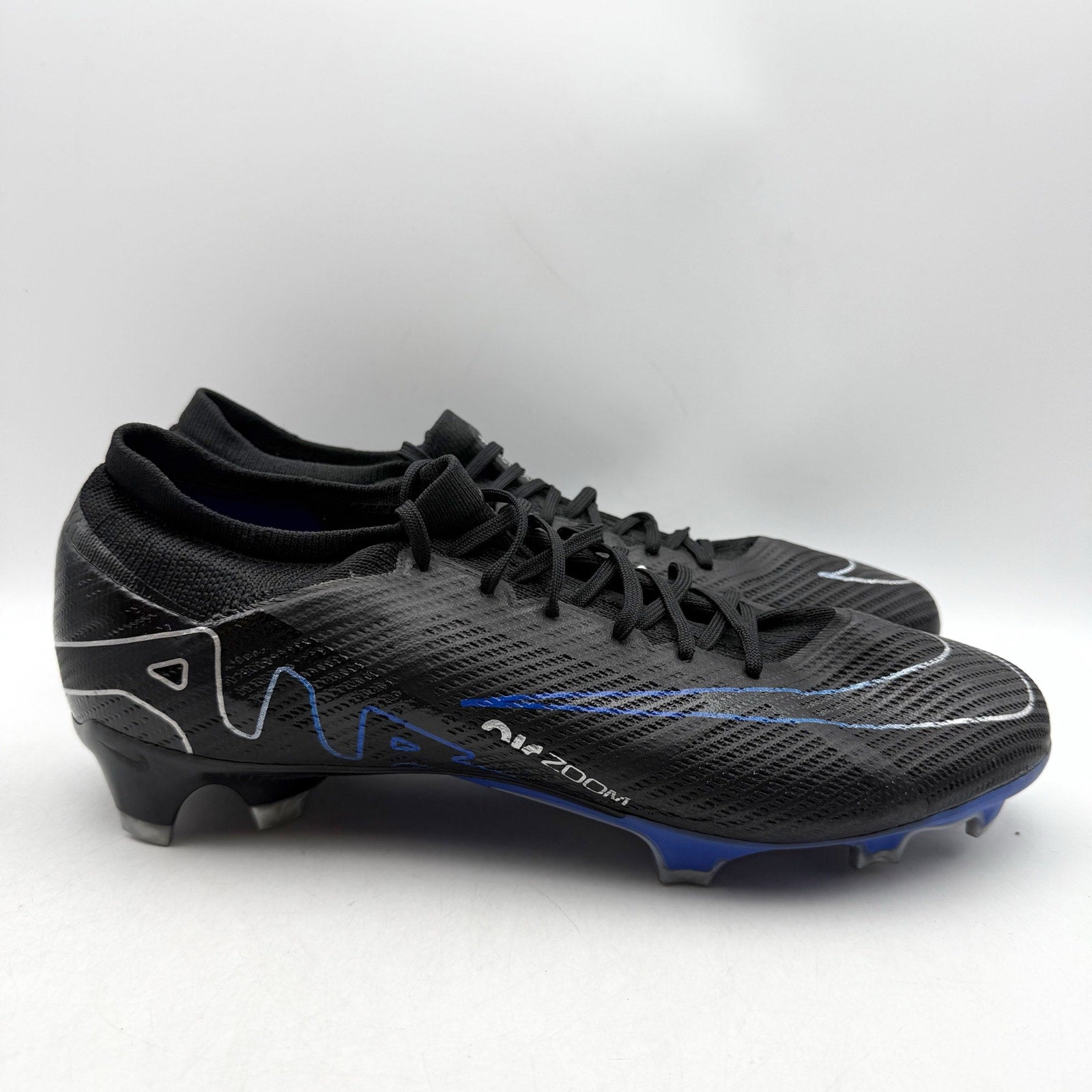 Nike Mens Zoom Mercurial Vapor 15 Pro FG Soccer Cleats US 12 Black Blue NWOB