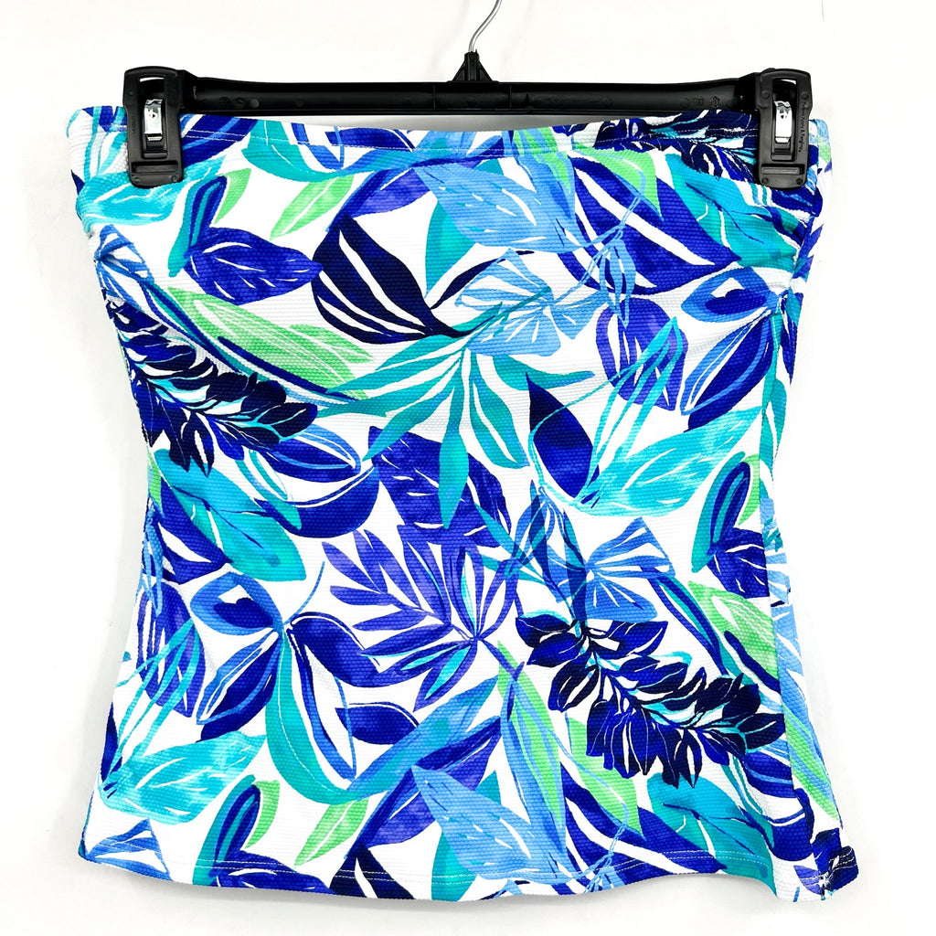 TOMMY BAHAMA Marina Bandeau Tankini Top Large Beach Glass Blue Island Cays NWT
