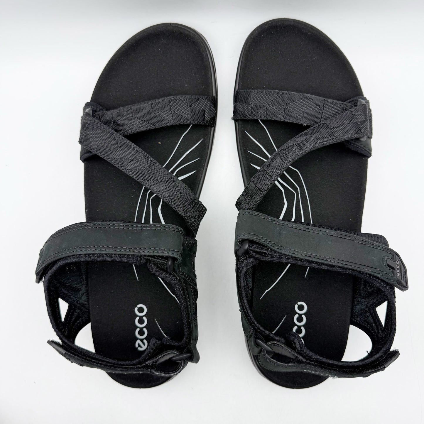 Ecco Mens Yucatan Coast Sandal US 13-13.5 EU 47 Black Leather Casual Sporty NWOB