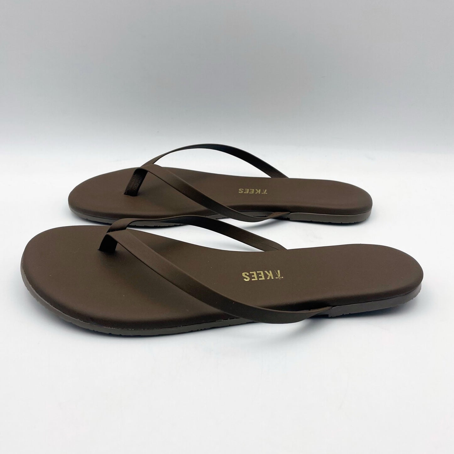 TKEES Womens Lily Square Toe Flip Flop Sandals US 5 B EU 36 Brown Leather NWOB