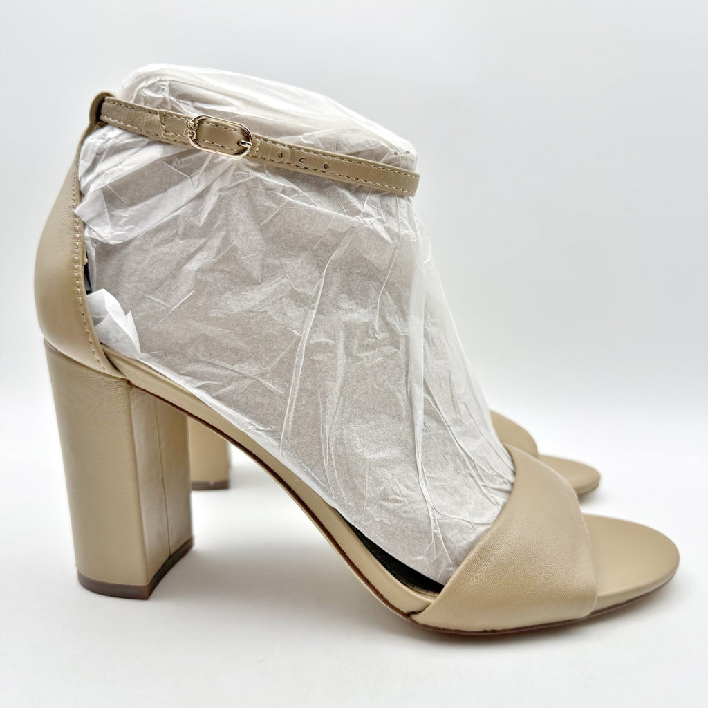 Sam Edelman Womens Robyn Heel Sandals Size 11 M Beige Leather Ankle Strap NWOB