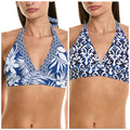 TOMMY BAHAMA Island Cays Halter Bikini Top Large Blue Blooms Reversible NWT