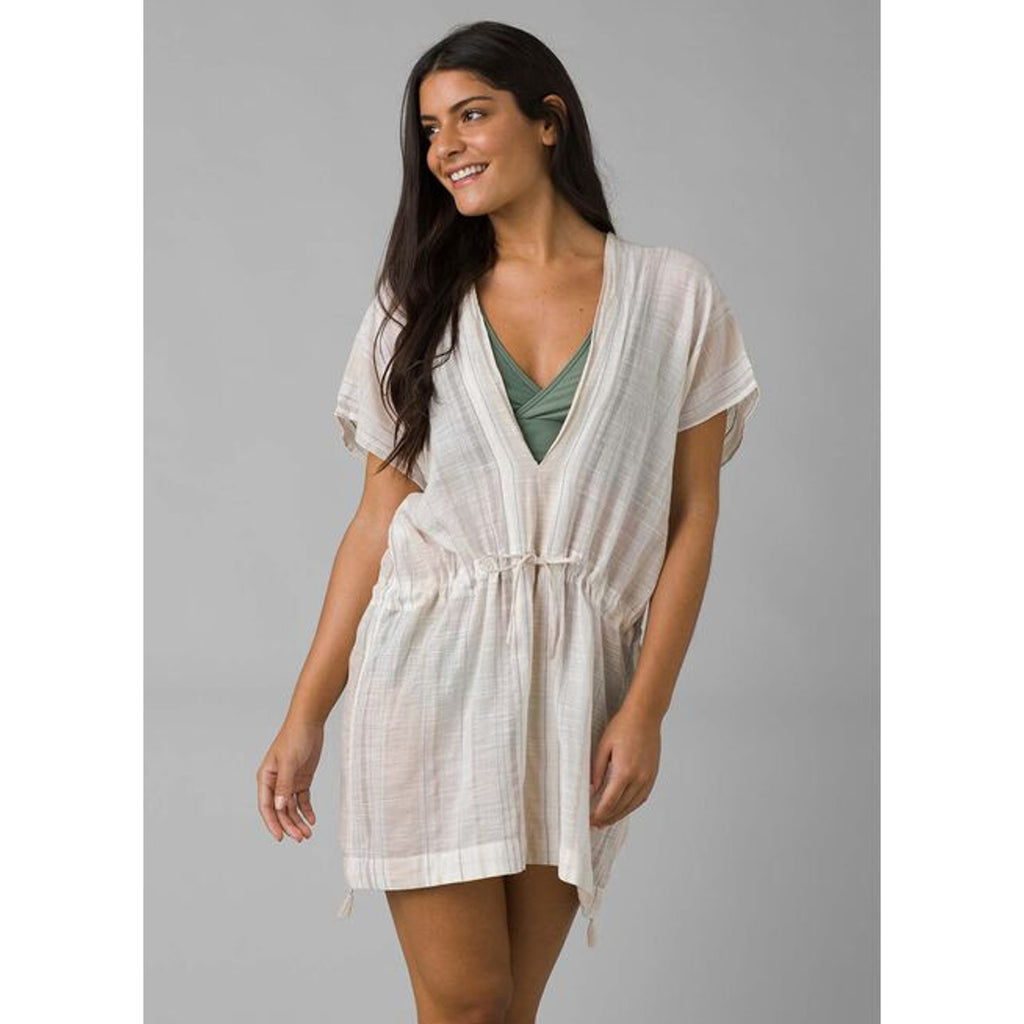 PRANA Women's Marina Bay Tunic Large White Swim Cover Up Short Sleeve NWT