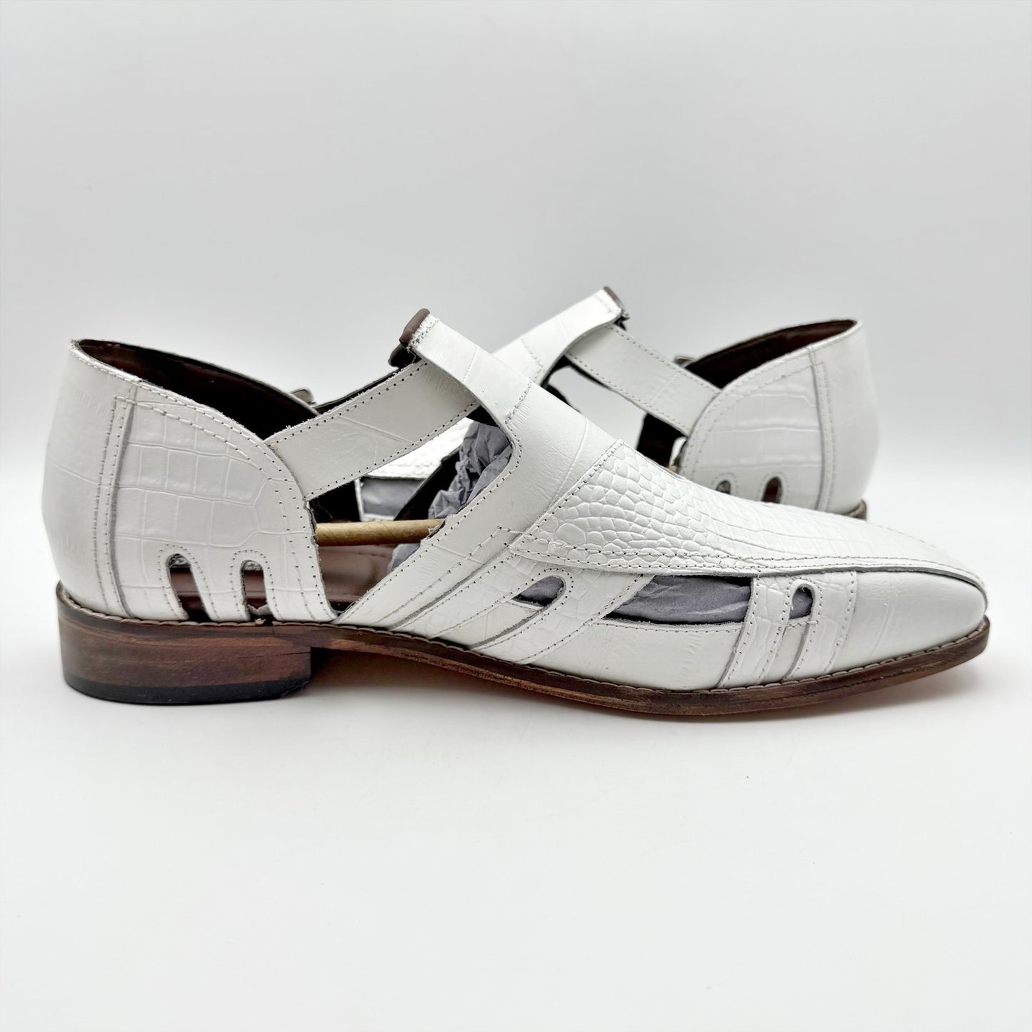 Stacy Adams Mens Calvino City Sandal US 10 M EU 43 White Printed Leather NIB