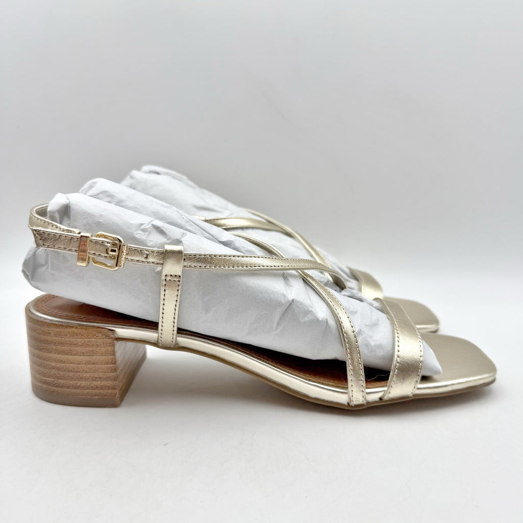 Dune London Womens Jaskell Heeled Sandals EU 38 US 8 Gold Leather NIB
