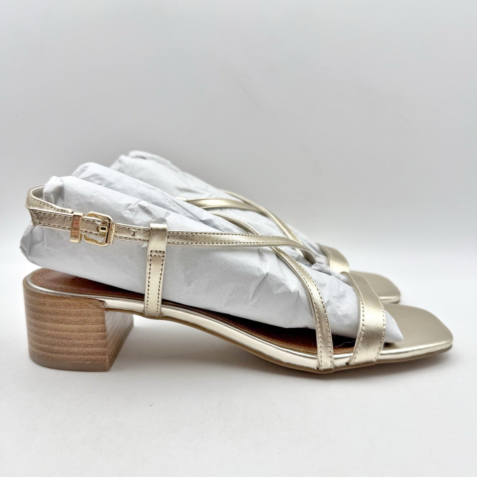 Dune London Womens Jaskell Heeled Sandals EU 38 US 8 Gold Leather NIB