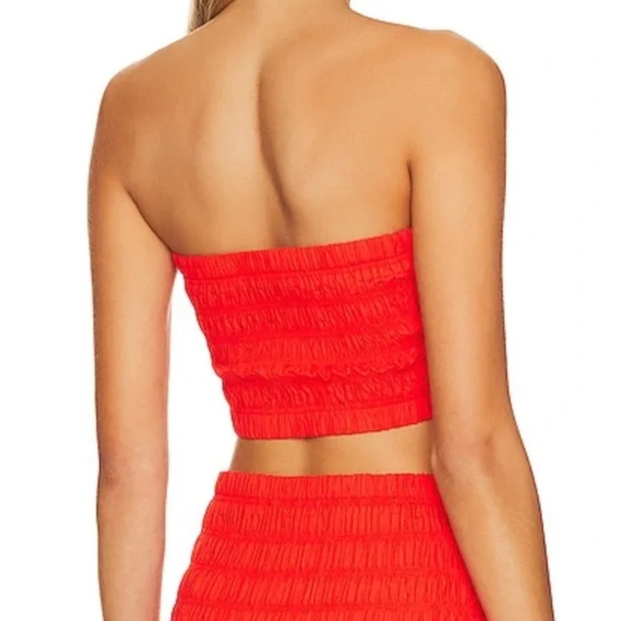 RAILS Women's Selma Crop Tube Top Large Red Grenadine Smocked Stretch NWOT