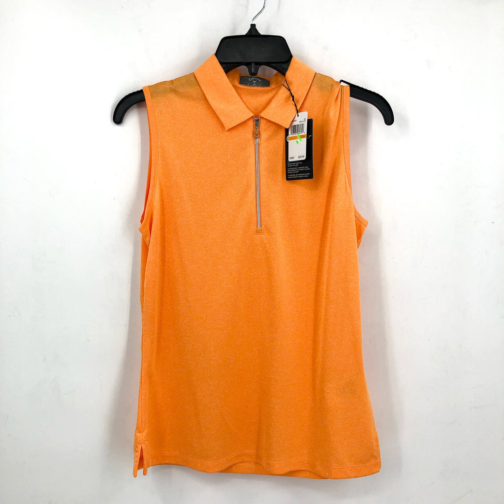 CALLAWAY Women's Sleeveless Golf Polo Shirt XL Orange Quarter Zip NWT