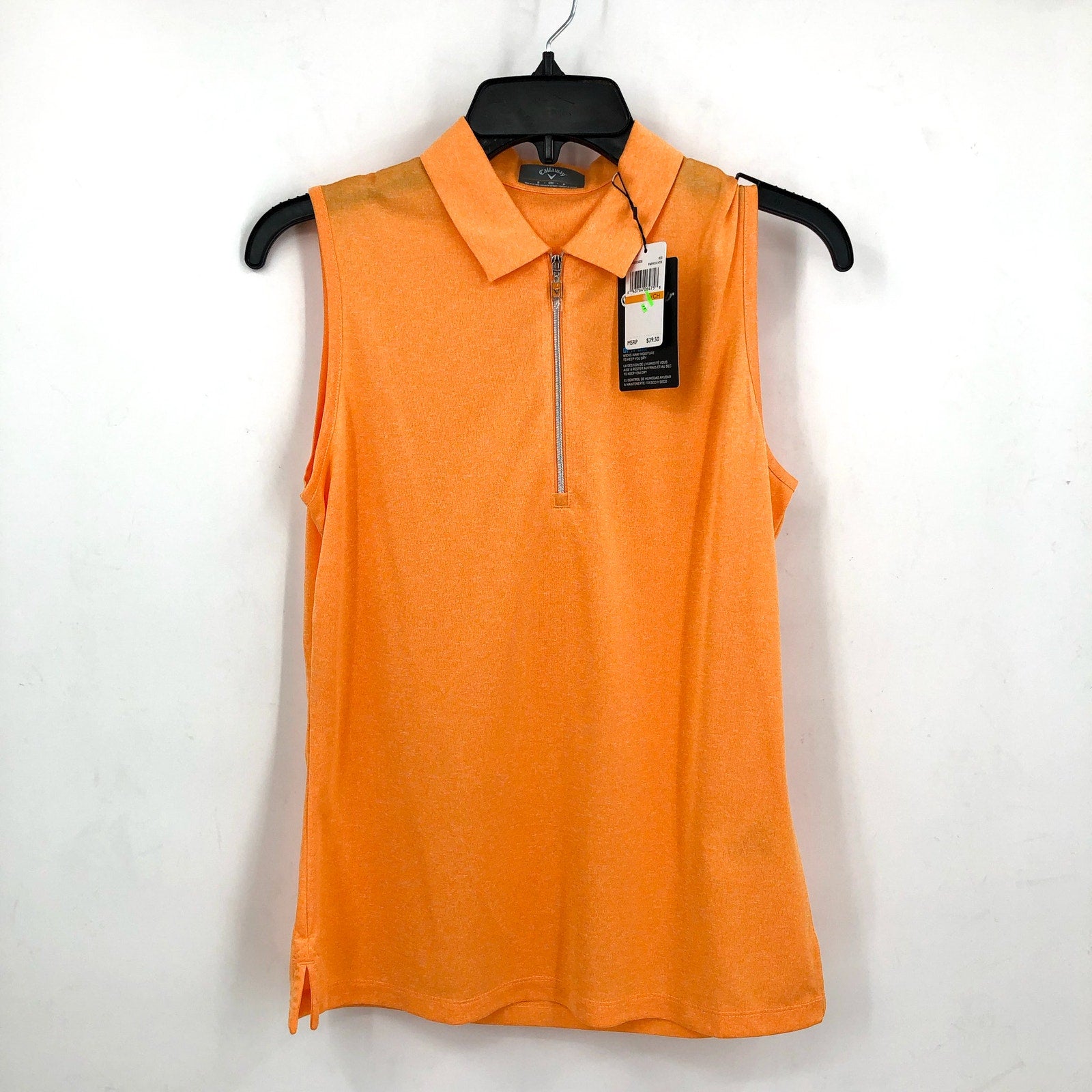 CALLAWAY Women's Sleeveless Golf Polo Shirt XL Orange Quarter Zip NWT