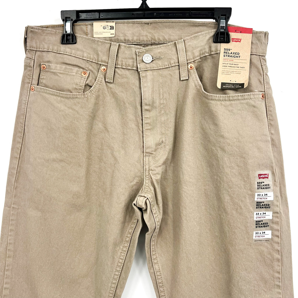 Levi's Mens 559 Relaxed Fit Straight Jeans 33x34 Taupe Brown 00559-0625 NWT