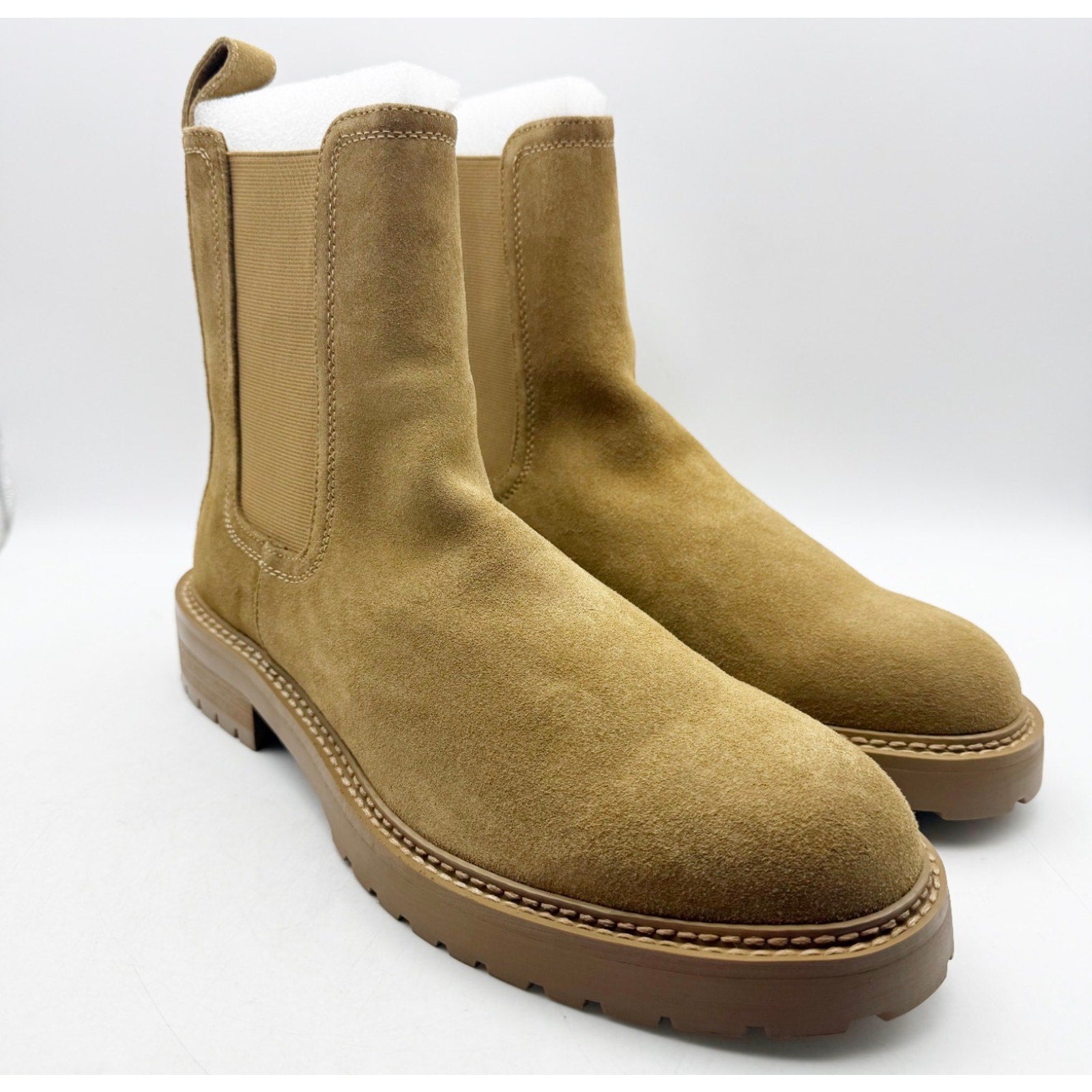 Saint Morta Men's Chunky Chelsea Boots Size 8 EU 42 Tan Camel Suede NIB