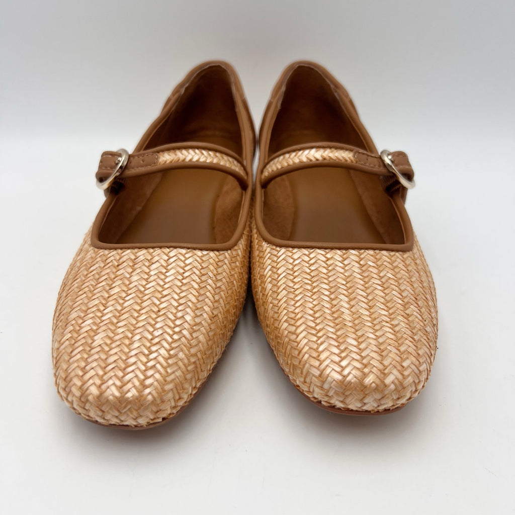 Naturalizer Womens Kelly4 Mary Jane Flats Size 6.5 EU 36.5 Brown Tan Woven NWOB
