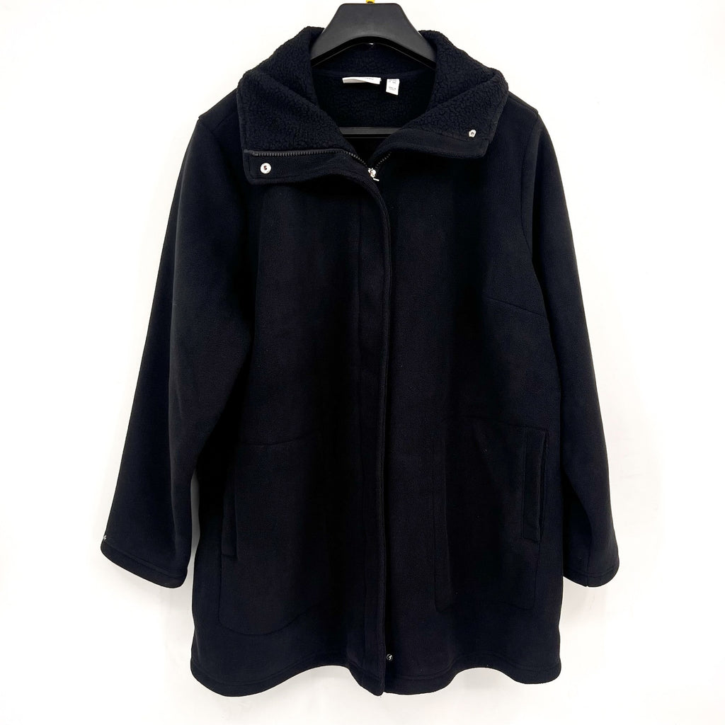 DENIM & CO. Women's Fleece Bonded Sherpa Jacket 2X Black NWOT